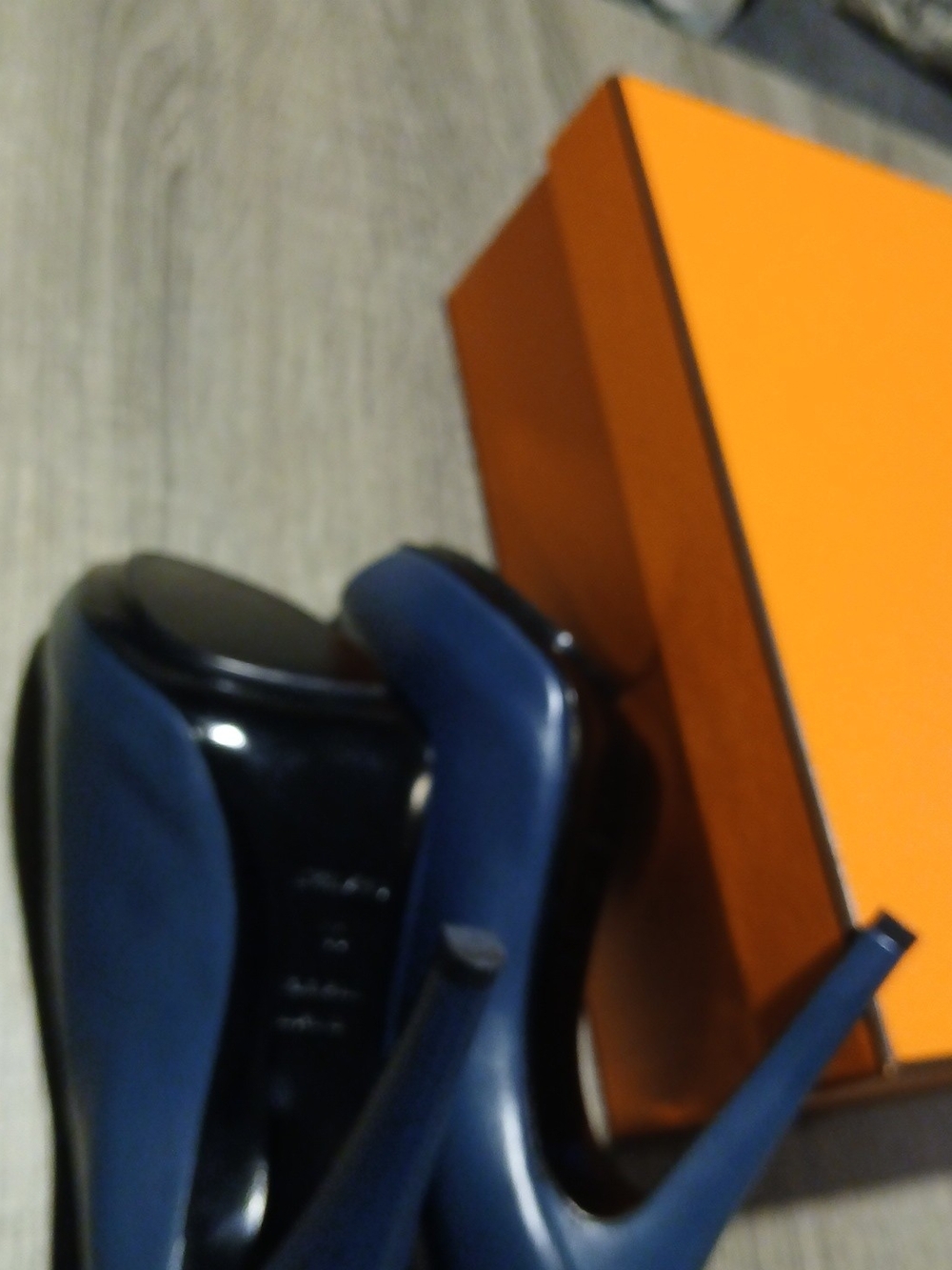 Hermès Gloria Teal Blue Leather Peep Toe Platform Pumps Heels Sz 39 (US 8.5) - Picture 9 of 15